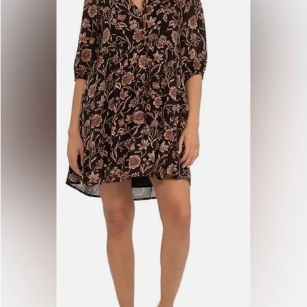 Sanctuary Floral Mini Dress in Black and Pink